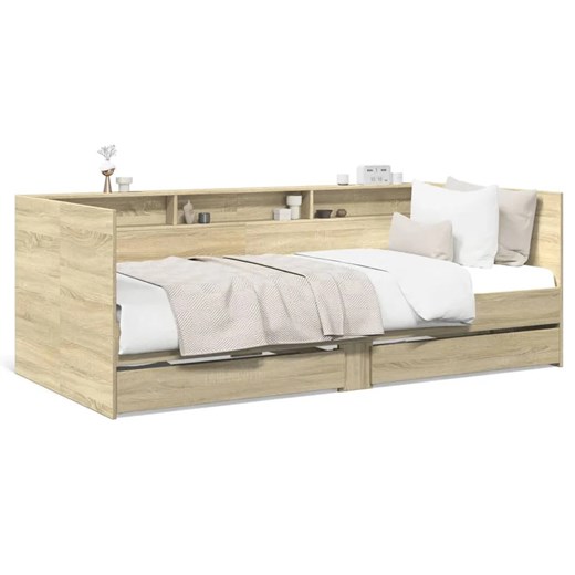 Drewniane łóżko dąb sonoma 90x200 cm T9-R38 ze sklepu Edinos.pl w kategorii Łóżka i materace - zdjęcie 179783927