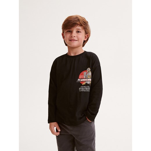 Reserved - Longsleeve oversize Mandalorian - czarny ze sklepu Reserved w kategorii T-shirty chłopięce - zdjęcie 179788529