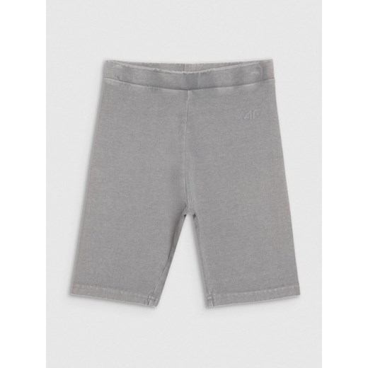 Dziewczęce legginsy kolarki 4F 4FJWSS25TSTIF010 - szare ze sklepu Sportstylestory.com w kategorii Spodenki dziewczęce - zdjęcie 179791897