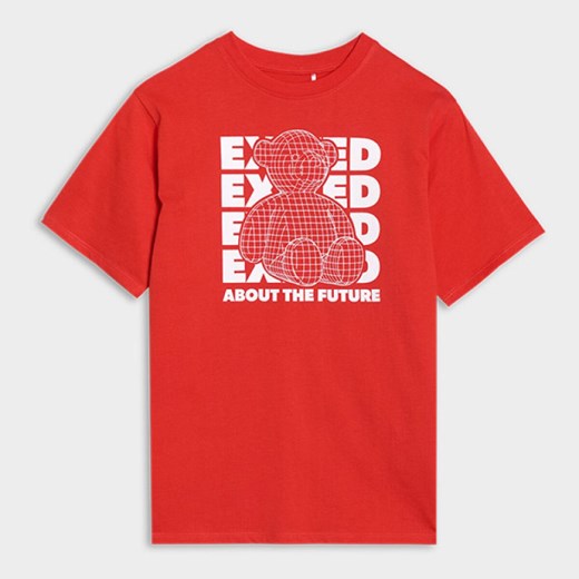 Chłopięcy t-shirt z nadrukiem 4F 4FJRSS25TTSHM2819 - czerwony 4f Junior 128 Sportstylestory.com
