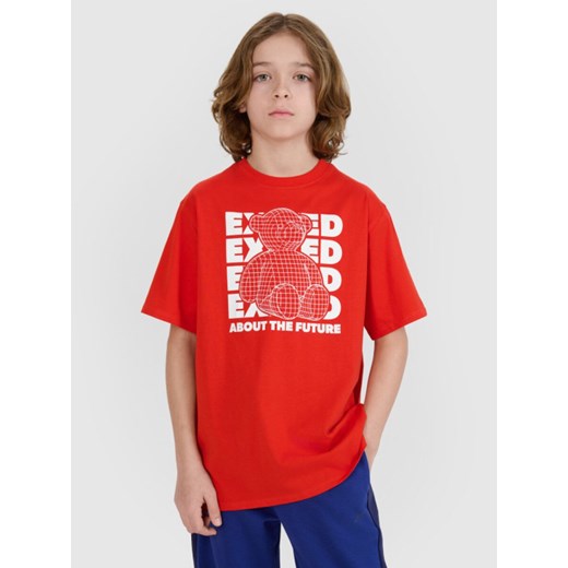 Chłopięcy t-shirt z nadrukiem 4F 4FJRSS25TTSHM2819 - czerwony 4f Junior 158 Sportstylestory.com