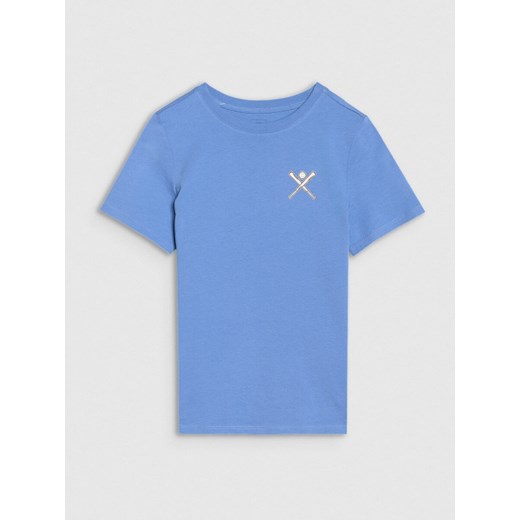 Chłopięcy t-shirt z nadrukiem 4F 4FJRSS25TTSHM2642 - niebieski ze sklepu Sportstylestory.com w kategorii T-shirty chłopięce - zdjęcie 179792048