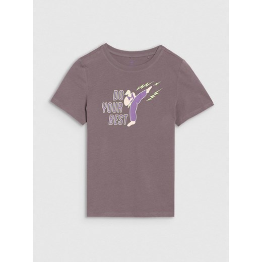 Chłopięcy t-shirt z nadrukiem 4F 4FJRSS25TTSHM2643 - szary ze sklepu Sportstylestory.com w kategorii T-shirty chłopięce - zdjęcie 179792078
