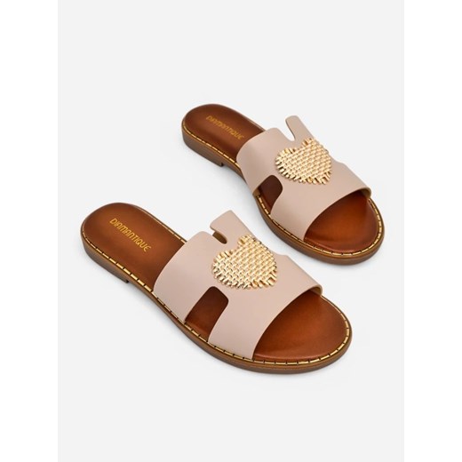 Royalfashion Damskie klapki z serduszkiem Gold Heart Royalfashion.pl 41 okazja royalfashion.pl