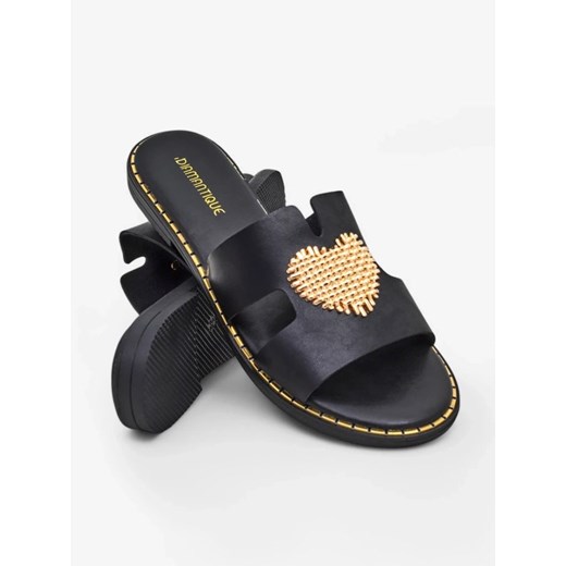 Royalfashion Damskie klapki z serduszkiem Gold Heart Royalfashion.pl 41 promocja royalfashion.pl