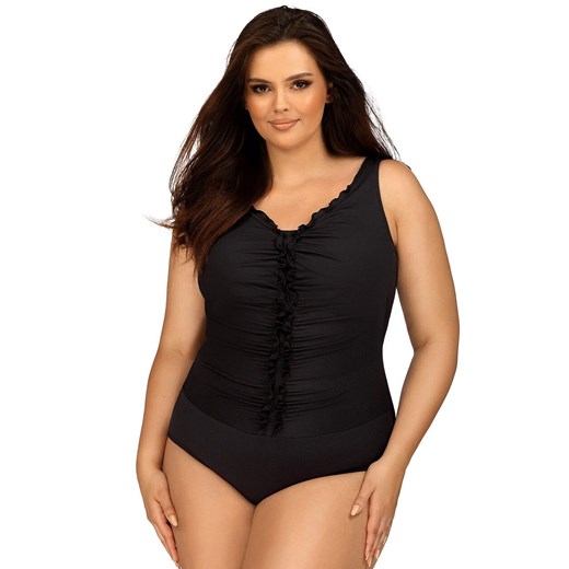 Strój kąpielowy jednoczęściowy z marszczeniem Plus Size L4543/3, Kolor czarny, Rozmiar 42, Lorin ze sklepu Intymna w kategorii Stroje kąpielowe - zdjęcie 179795447