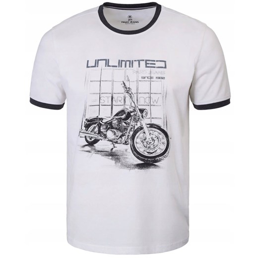 T-Shirt (Koszulka) Męska - Pako Jeans - Biała, Chopper TSPJNS9racerBI ze sklepu JegoSzafa.pl w kategorii T-shirty męskie - zdjęcie 179796517