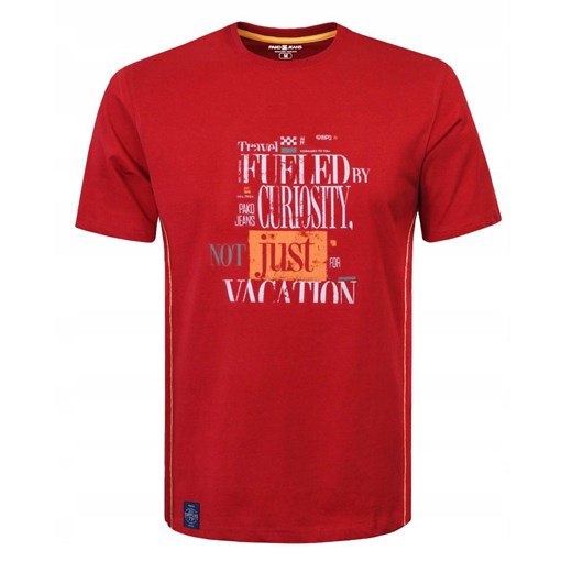 T-Shirt (Koszulka) Męska - Pako Jeans - Nadruk, Kolor Czerwony TSPJNS10travelCR ze sklepu JegoSzafa.pl w kategorii T-shirty męskie - zdjęcie 179796617