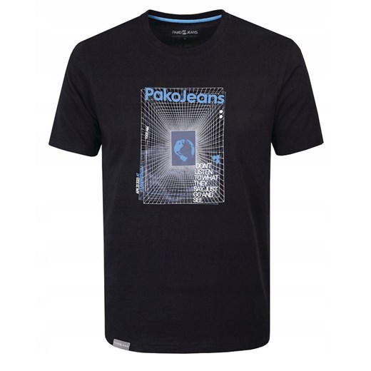 T-Shirt (Koszulka) Męska - Pako Jeans - Napis, Nadruk, Czarna TSPJNS23basketCZ ze sklepu JegoSzafa.pl w kategorii T-shirty męskie - zdjęcie 179796625