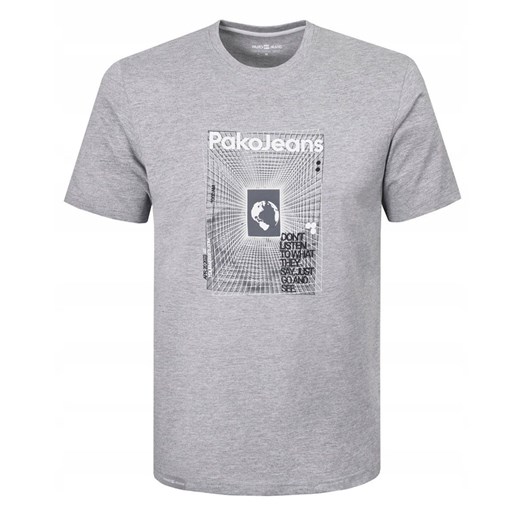 T-Shirt (Koszulka) Męska - Pako Jeans - Napis, Nadruk, Popielata TSPJNS23basketPP ze sklepu JegoSzafa.pl w kategorii T-shirty męskie - zdjęcie 179796629