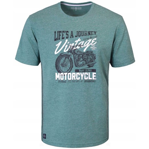 T-Shirt (Koszulka) Męska - Pako Jeans - Zielony Melanż, Motocykl TSPJNS5journeyZImz ze sklepu JegoSzafa.pl w kategorii T-shirty męskie - zdjęcie 179796668