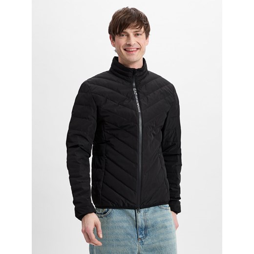 EA7 Emporio Armani Pikowana kurtka męska Mężczyźni Sztuczne włókno czarny jednolity ze sklepu vangraaf w kategorii Kurtki męskie - zdjęcie 179796727