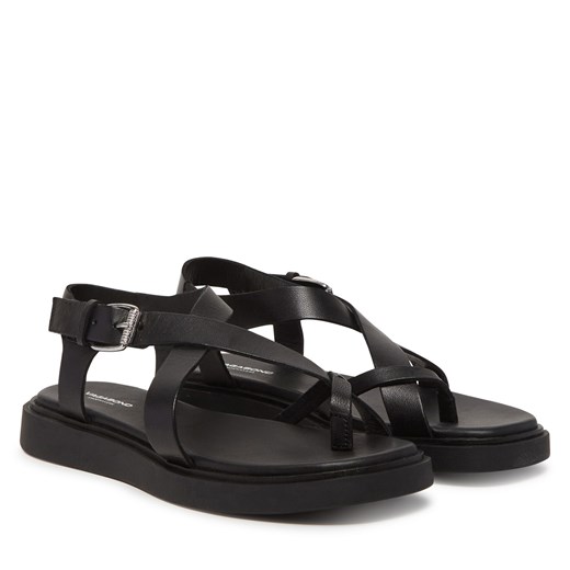 Sandały damskie czarne Vagabond Shoemakers z klamrą casual płaskie