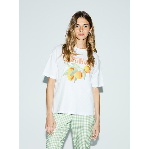 Reserved - Bawełniany t-shirt z nadrukiem - biały Reserved XL Reserved