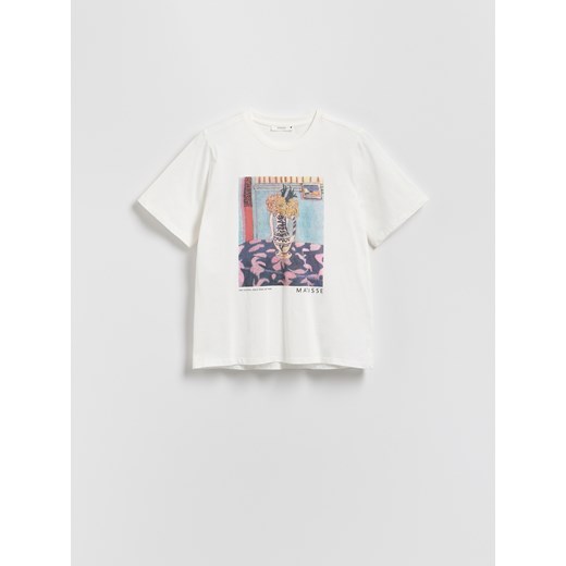 Reserved - T-shirt z nadrukiem - złamana biel ze sklepu Reserved w kategorii Bluzki damskie - zdjęcie 179798038