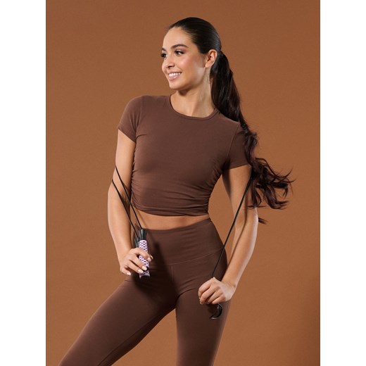 Sinsay - Sportowe crop top - brązowy Sinsay S Sinsay