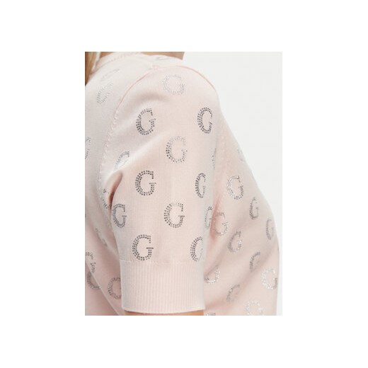 Sweter damski biały Guess z okrągłym dekoltem 