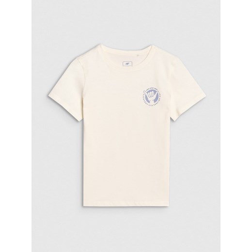 Chłopięcy t-shirt z nadrukiem 4F 4FJRSS25TTSHM2868 - biały ze sklepu Sportstylestory.com w kategorii T-shirty chłopięce - zdjęcie 179802336