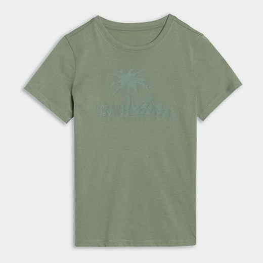 Chłopięcy t-shirt z nadrukiem 4F 4FJRSS25TTSHM2867 - turkusowy ze sklepu Sportstylestory.com w kategorii T-shirty chłopięce - zdjęcie 179802349