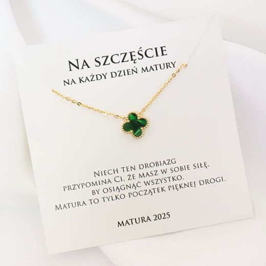 Prezent dla maturzysty z dedykacją naszyjnik złota koniczynka ze sklepu otien.com w kategorii Naszyjniki - zdjęcie 179802588