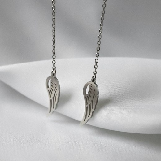 Kolczyki długie srebrne skrzydła przeciągane skrzydła 9 cm ze sklepu otien.com w kategorii Kolczyki - zdjęcie 179802998