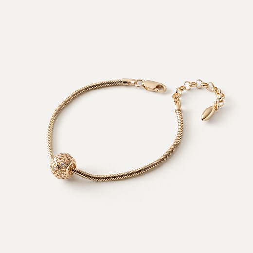 Bransoletka Slim z ażurową kulką z cyrkoniami typu beads, srebro 925 w złotym pokryciu ze sklepu GIORRE w kategorii Bransoletki - zdjęcie 179803336