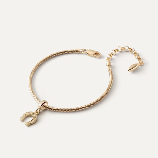 Bransoletka Slim z zawieszką typu beads – podkowa z cyrkoniami, srebro 925 w złotym pokryciu ze sklepu GIORRE w kategorii Bransoletki - zdjęcie 179803346