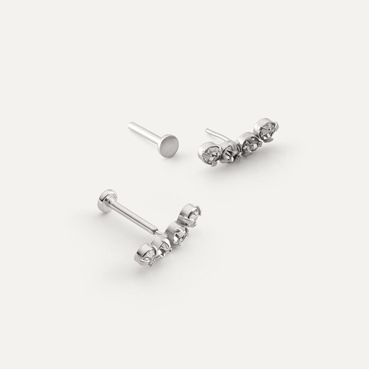 Kolczyki labret z białymi cyrkoniami w pokryciu platyną ze sklepu GIORRE w kategorii Kolczyki - zdjęcie 179803607