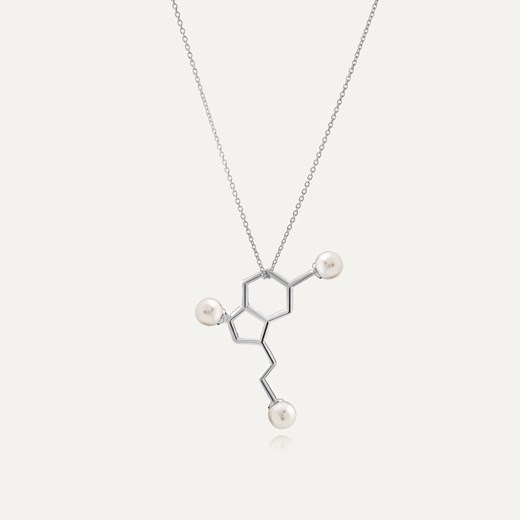 Naszyjnik serotonina z dużymi perłami, srebro 925 w pokryciu platyną ze sklepu GIORRE w kategorii Naszyjniki - zdjęcie 179803905