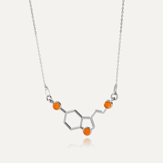 Naszyjnik serotonina z kamieniami - jadeit pomarańczowy, srebro 925 w pokryciu platyną ze sklepu GIORRE w kategorii Naszyjniki - zdjęcie 179803907
