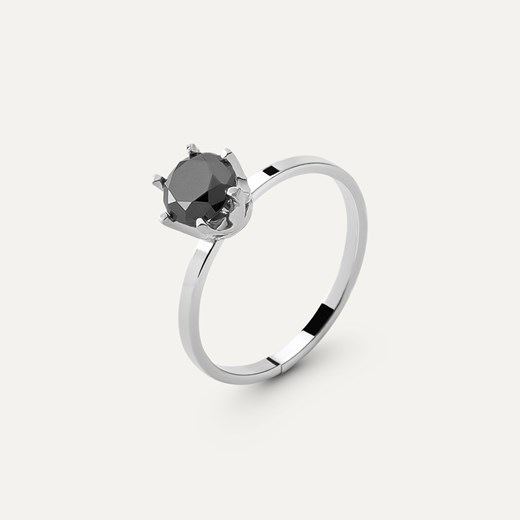 Pierścionek z diamentem 6 mm, srebro 925 w pokryciu platyną ze sklepu GIORRE w kategorii Pierścionki - zdjęcie 179804047