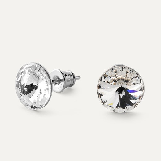Srebrne kolczyki rivoli crystal 10 mm w pokryciu platyną ze sklepu GIORRE w kategorii Kolczyki - zdjęcie 179804209