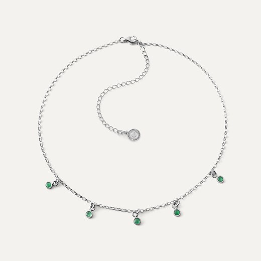 Srebrny choker z kamieniami - jadeit zielony Srebro - kolor pokrycia: Pokrycie platyną GIORRE ze sklepu GIORRE w kategorii Naszyjniki - zdjęcie 179804299