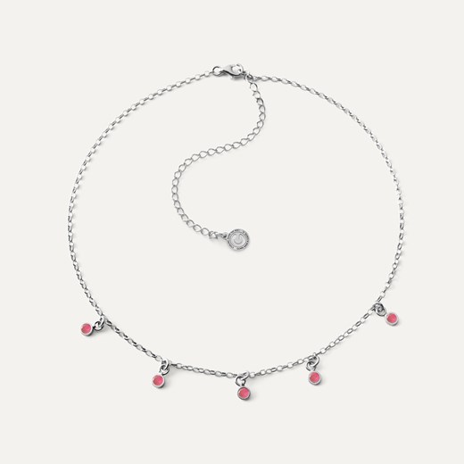 Srebrny choker z zawieszkami - jadeit różowy w pokryciu platyną ze sklepu GIORRE w kategorii Naszyjniki - zdjęcie 179804305