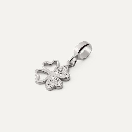 Zawieszka typu beads – koniczynka z cyrkoniami, srebro 925 pokryte platyną ze sklepu GIORRE w kategorii Zawieszki - zdjęcie 179804575