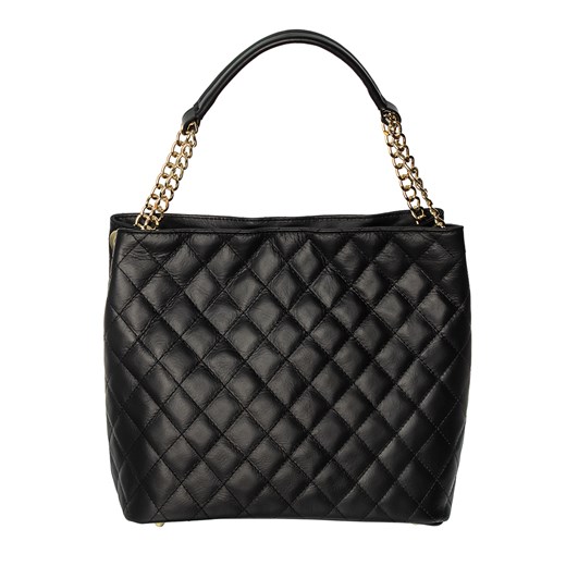 Torebka skórzana pikowana Rafallo Ylane Czarna ze sklepu Rafallo w kategorii Torby Shopper bag - zdjęcie 179811218