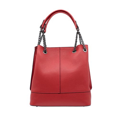 Elegancka torebka ze skóry naturalnej Perla czerwona ze sklepu Rafallo w kategorii Torby Shopper bag - zdjęcie 179811237