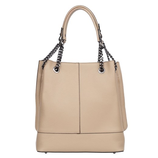 Elegancka torebka ze skóry naturalnej Perla Beżowa ze sklepu Rafallo w kategorii Torby Shopper bag - zdjęcie 179811295