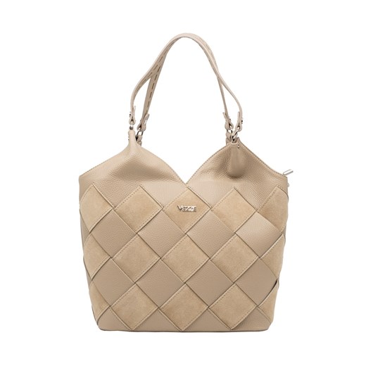 Klasyczna torebka Grace ze skóry naturalnej Beżowa ze sklepu Rafallo w kategorii Torby Shopper bag - zdjęcie 179811399
