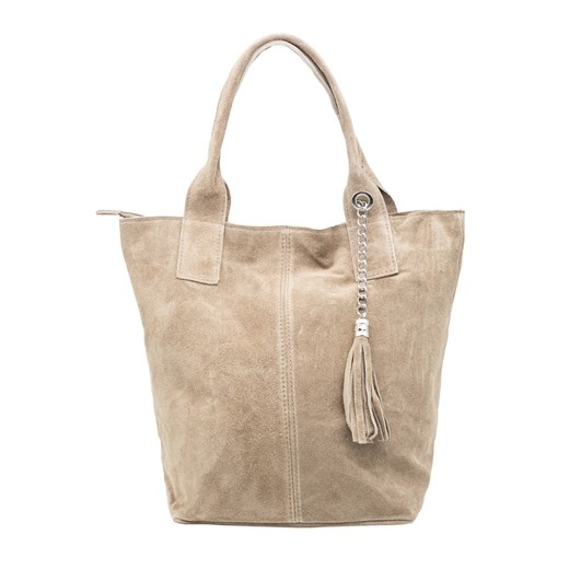 Shopperka Kelly z zamszu naturalnego Taupe ze sklepu Rafallo w kategorii Torby Shopper bag - zdjęcie 179811419