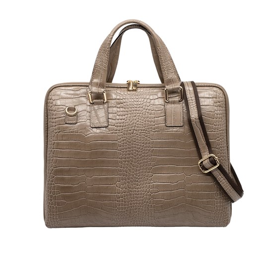 Elegancka Aktówka Judy ze skóry naturalnej Taupe ze sklepu Rafallo w kategorii Aktówki - zdjęcie 179811525