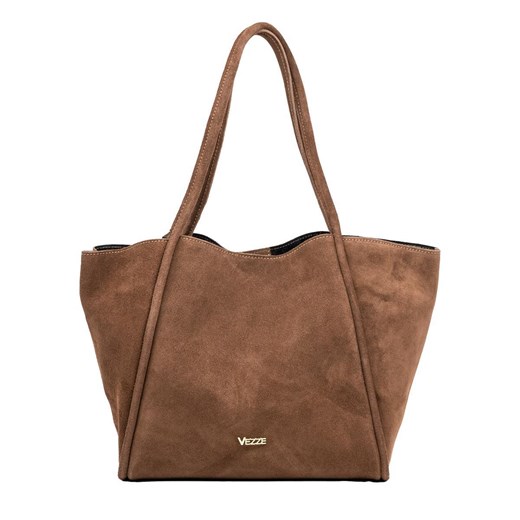 Zamszowa Shopperka Francesca Brązowa ze sklepu Rafallo w kategorii Torby Shopper bag - zdjęcie 179811618