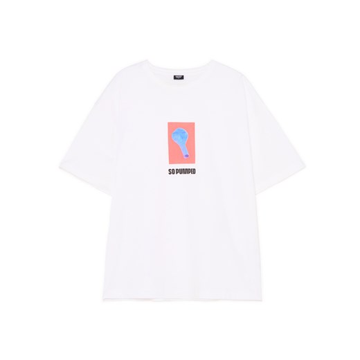 Cropp - Biały T-shirt z gumowym balonem - biały ze sklepu Cropp w kategorii T-shirty męskie - zdjęcie 179811669