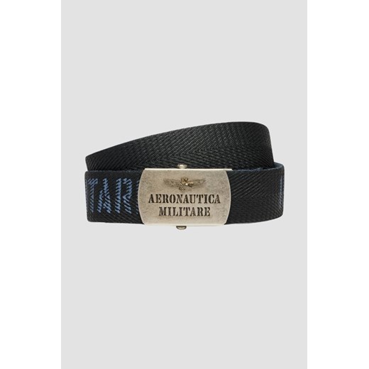 AERONAUTICA MILITARE Granatowy męski pasek Herringbone Ribbon Bel, Rozmiar 90 ze sklepu outfit.pl w kategorii Paski męskie - zdjęcie 179812226