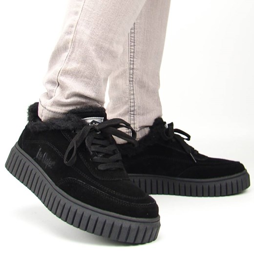 Lee Cooper LCJ-24-01-2973 Sneakersy damskie skórzane ocieplane na zimę platforma czarne ze sklepu senity.pl w kategorii Trampki damskie - zdjęcie 179815629