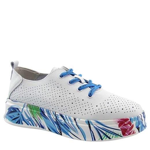 Vinceza 88017 damskie półbuty skórzane sportowe sneakersy ażurowe białe ze sklepu senity.pl w kategorii Półbuty damskie - zdjęcie 179816345