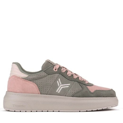 Yumas 51281 MOUSSY damskie sneakersy skórzane khaki róż ze sklepu senity.pl w kategorii Buty sportowe damskie - zdjęcie 179816446