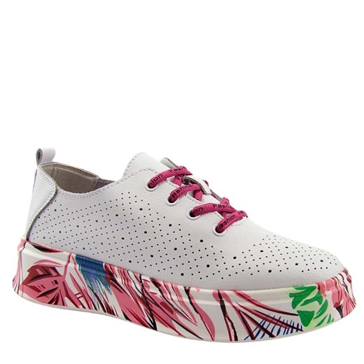 Vinceza 88017 damskie półbuty skórzane sportowe sneakersy ażurowe białe ze sklepu senity.pl w kategorii Półbuty damskie - zdjęcie 179816698