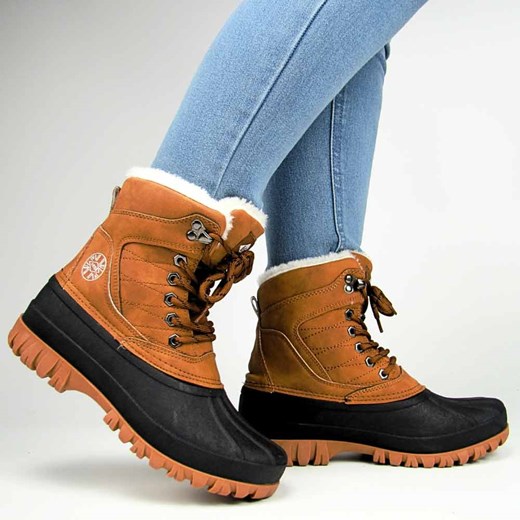 Lee Cooper LCJ-24-44-2869 Śniegowce damskie buty zimowe ocieplane camel ze sklepu senity.pl w kategorii Śniegowce damskie - zdjęcie 179816777