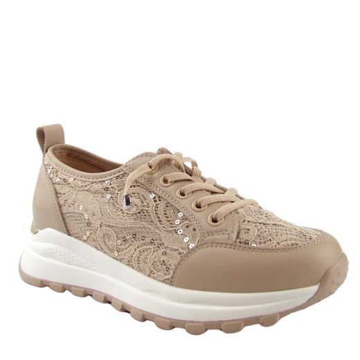 Vinceza 66783 damskie sneakersy buty sportowe z koronką beżowe ze sklepu senity.pl w kategorii Buty sportowe damskie - zdjęcie 179816788